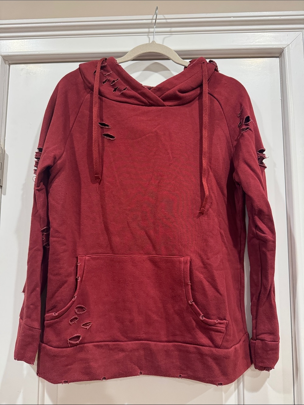 Chelsea DeBoer Distressed Red Hoodie Sweatshirt
